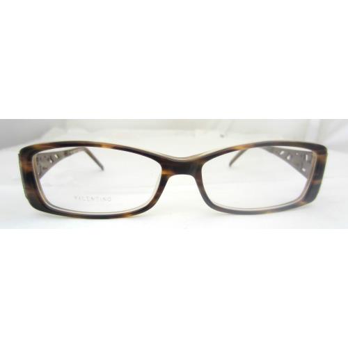 Valentino 5613 U Oaib Striped Havana Beige Eyeglasses Rhinestone