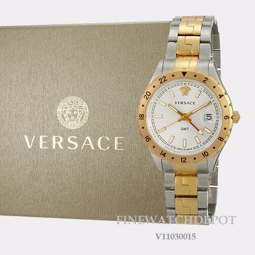 Men`s Versace Hellenyium Gmt Stainless Steel Quartz Watch V11030015 - Quartz