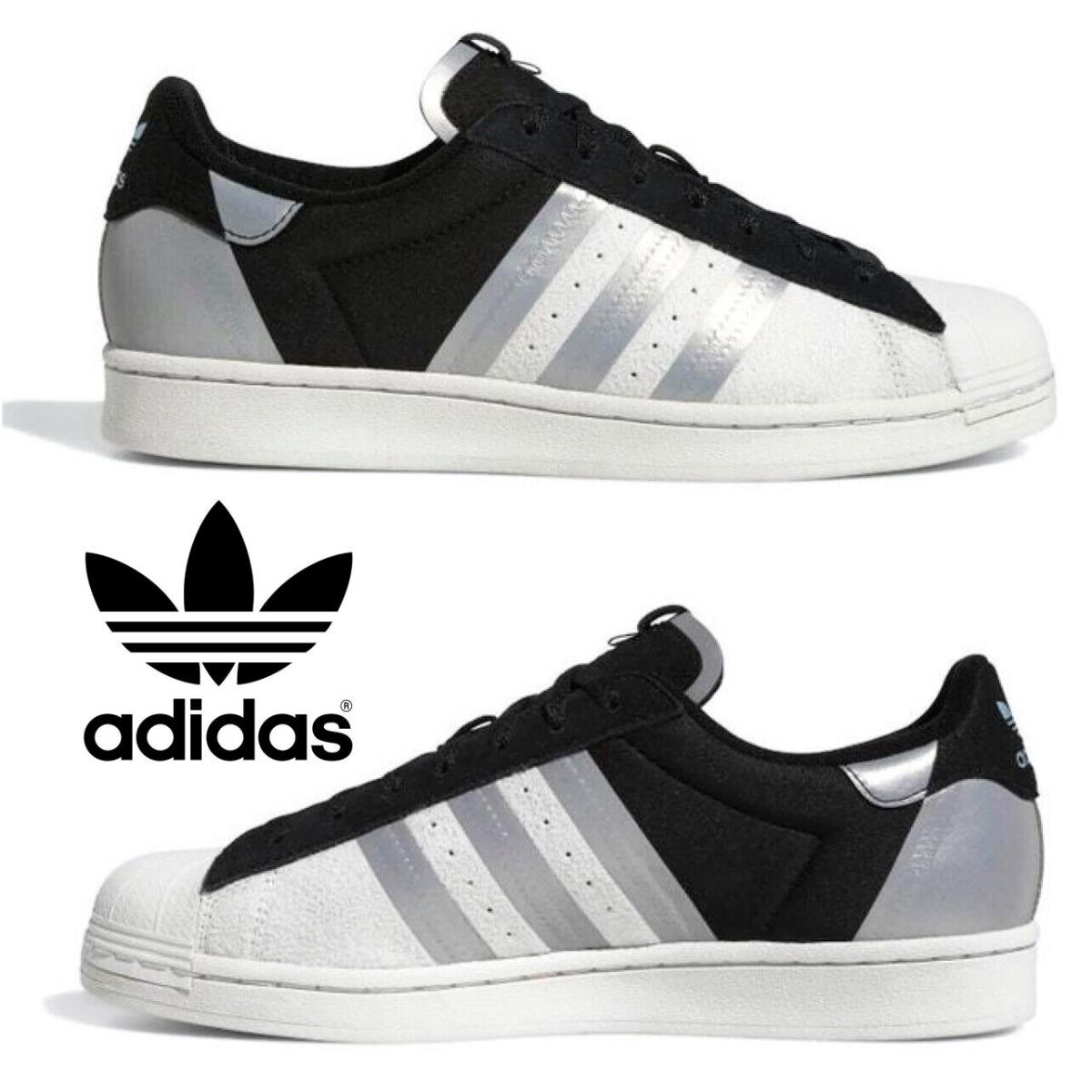 Adidas Originals Superstar Men`s Sneakers Comfort Sport Casual Shoes Black Grey - Black , Leather, synthetic, and/or textile upper Manufacturer