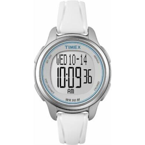 Timex T5K637 Womens All Day Fitness Tracker Digital White Rubber Strap Watch