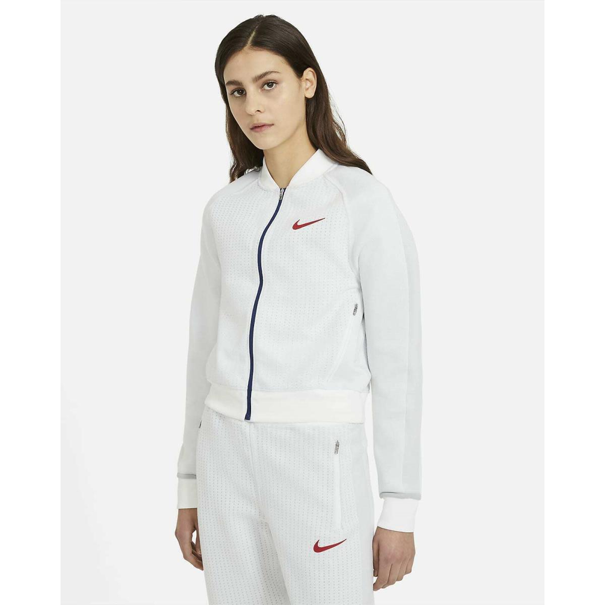 Nike Nsw Tech Fleece Womens Full Zip Collared Jacket White CZ3619-100 Sz XS