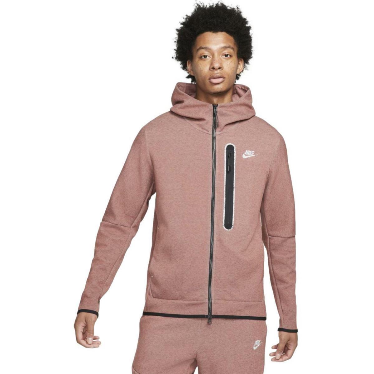 Nike Sportswear Men`s Tech Fleece Regrind Full-zip Hoodie Redstone DD4688-670