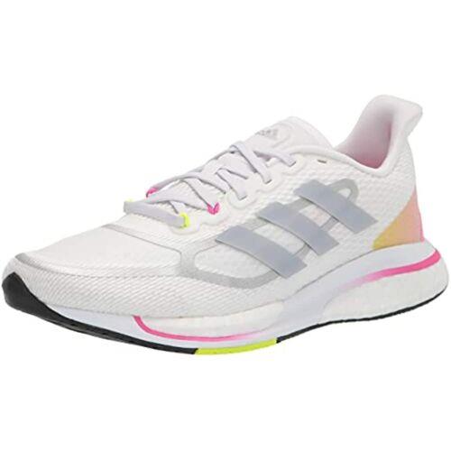 Adidas Womens Supernova + Running Shoes White/halo Silver/screaming Pink 6.5