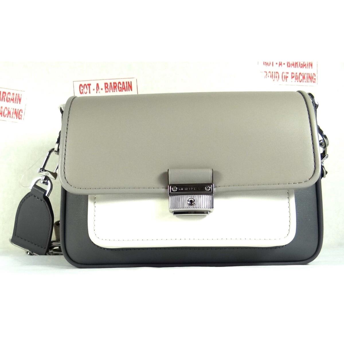 Michael Kors Bradshaw Medium Color-block Leather Crossbody Shoulder Bag Grey Multi/SV