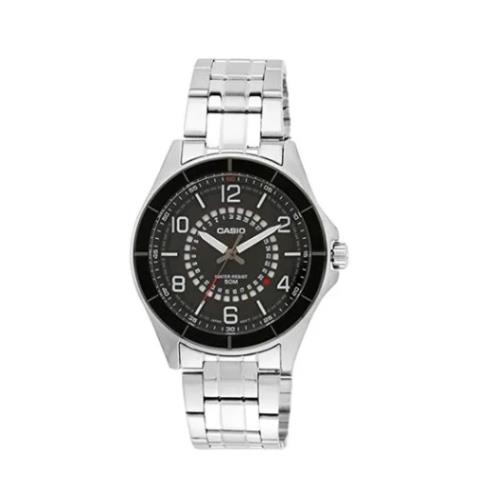 Men`s Casio Black Dial Stainless Steel Analog Round MTF-118BD-1AVDF Watch