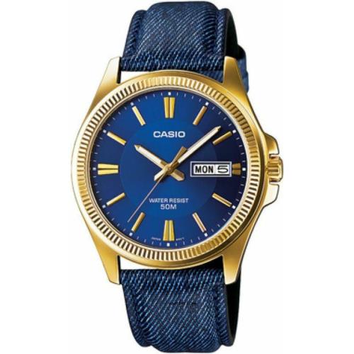 Casio LTP-E111GBL-2AVDF Blue Dial Leather Band Analog Enticer Women`s Watch - Dial: Blue, Band: Blue