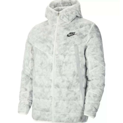 Nike Sportswear Marble Ecodown Jacket Mens Size L Summit White Black CU7712-100