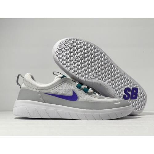 Nike SB Nyjah Free 2 Grey Purple Skateboarding Shoes BV2078-008 Men`s Size 4.5