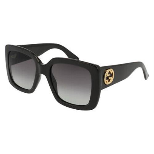 Gucci GG0141SN Sunglasses Black Gray Gradient Square 53mm