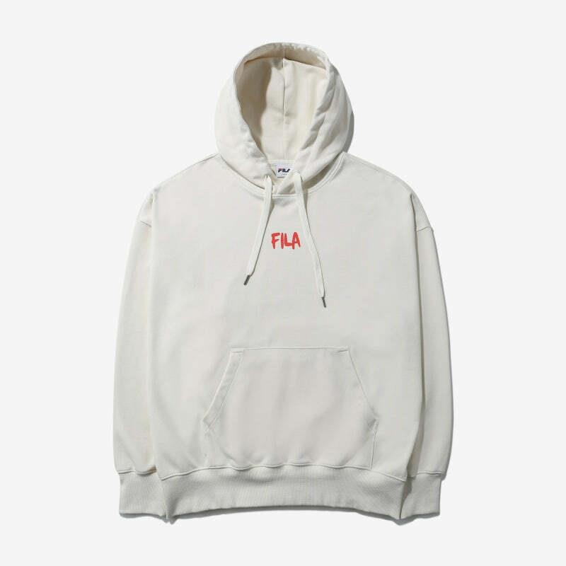 Bts X Fila Create Your Winter Typography Oversized Hoodies 2 Colors Large Cream