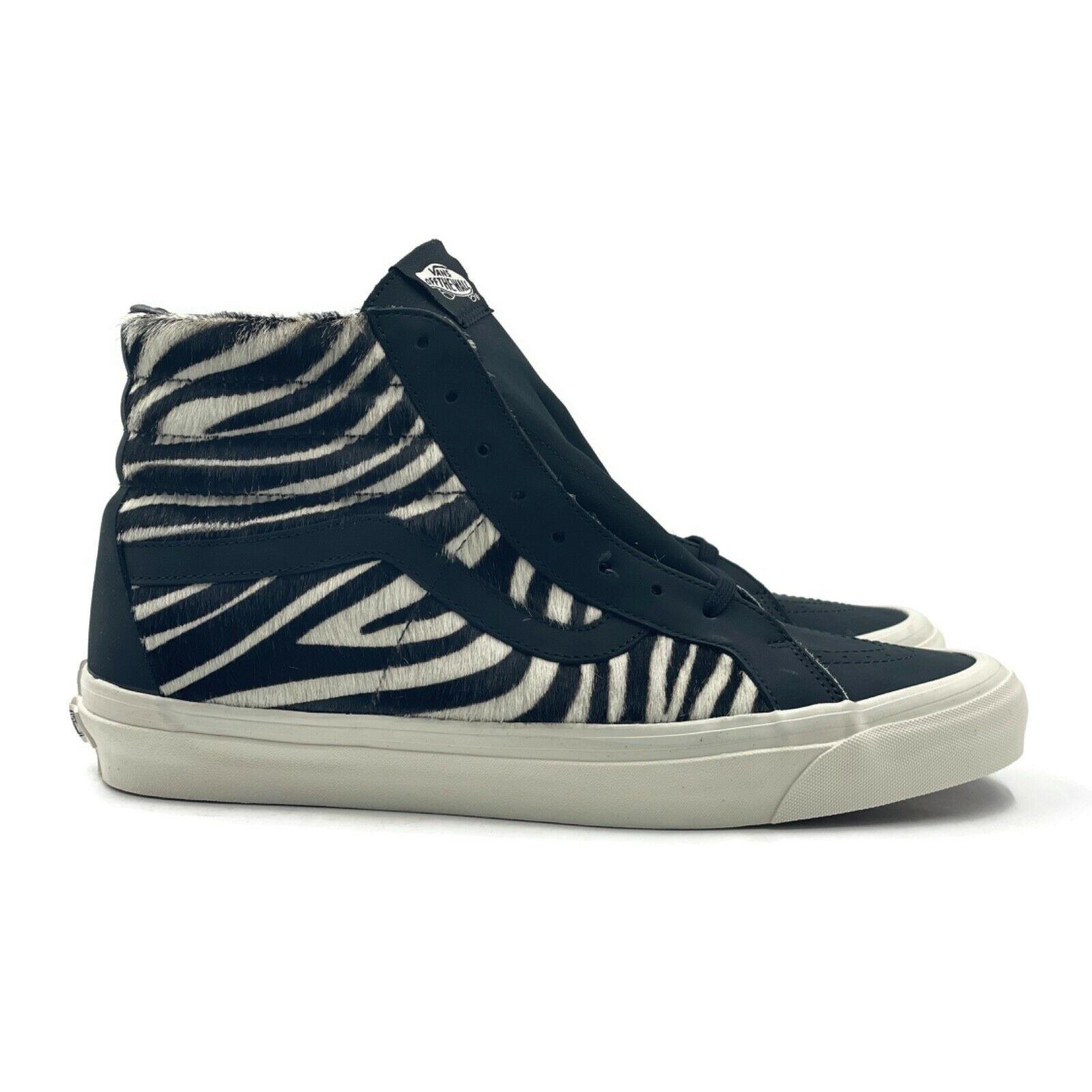 Vans Sk8 Hi 38 DX Mens Size 9 Premium Skate Shoe Black Zebra Trainer Sneaker