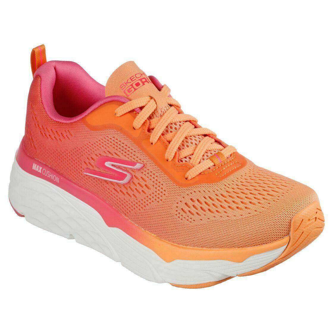 Orange Pink Skechers Maxcushioning Shoe Memory Foam Women Sport Soft Mesh 128262