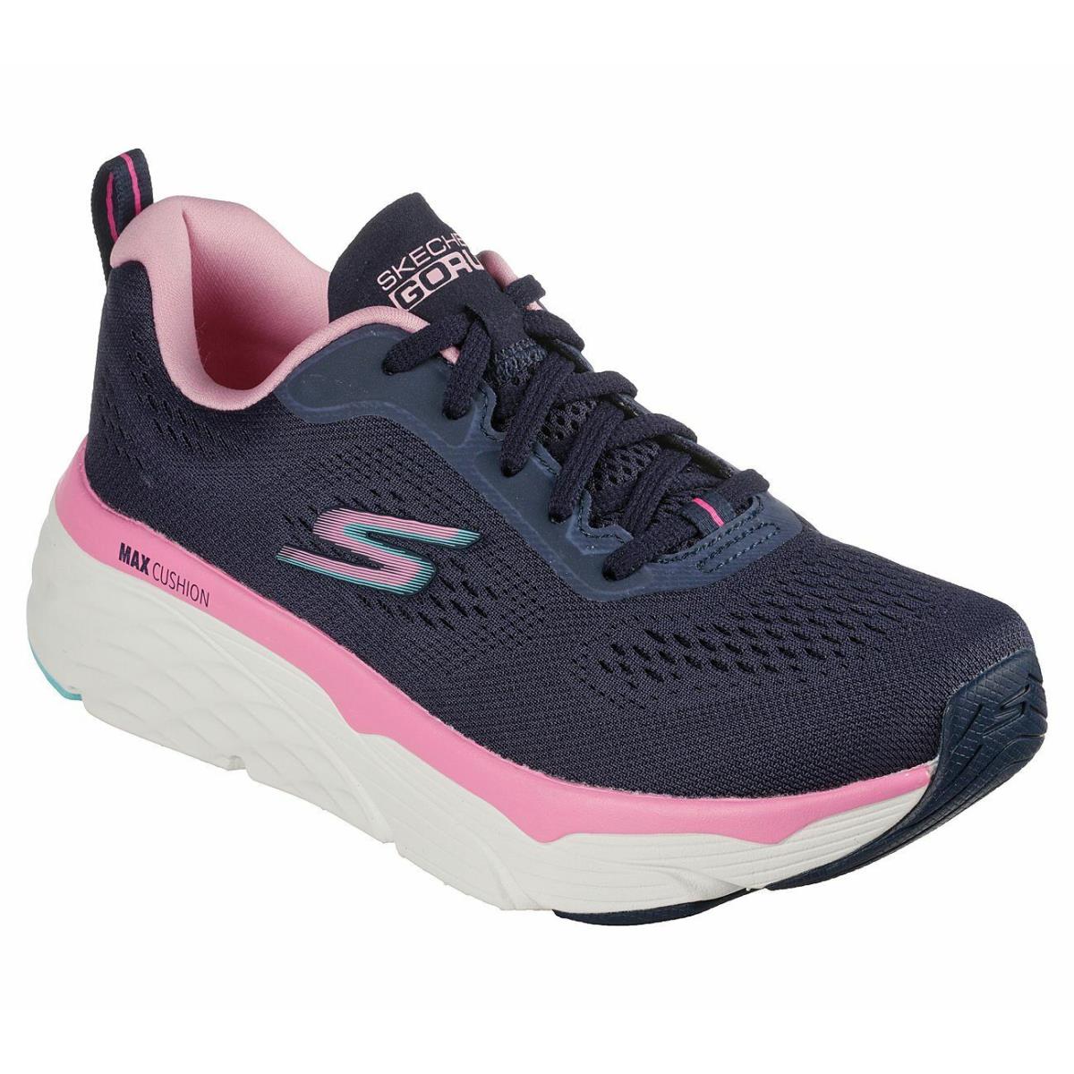 Skechers Navy Pink Max Cushioning Shoes Memory Foam Women Sporty Comfort 128551 - Navy / Pink