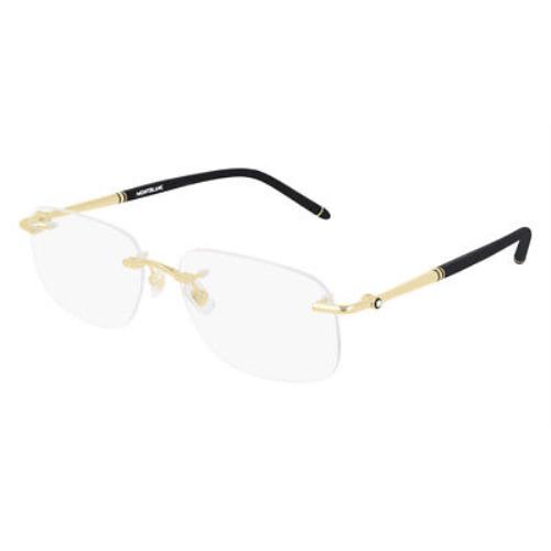 Montblanc MB0071O Eyeglasses Men Gold Rectangle 58mm