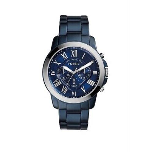 Fossil FS5230 Grant Blue Ion Plated Chronograph Stainless Quartz 44MM - White Face, Blue Dial, Blue Band