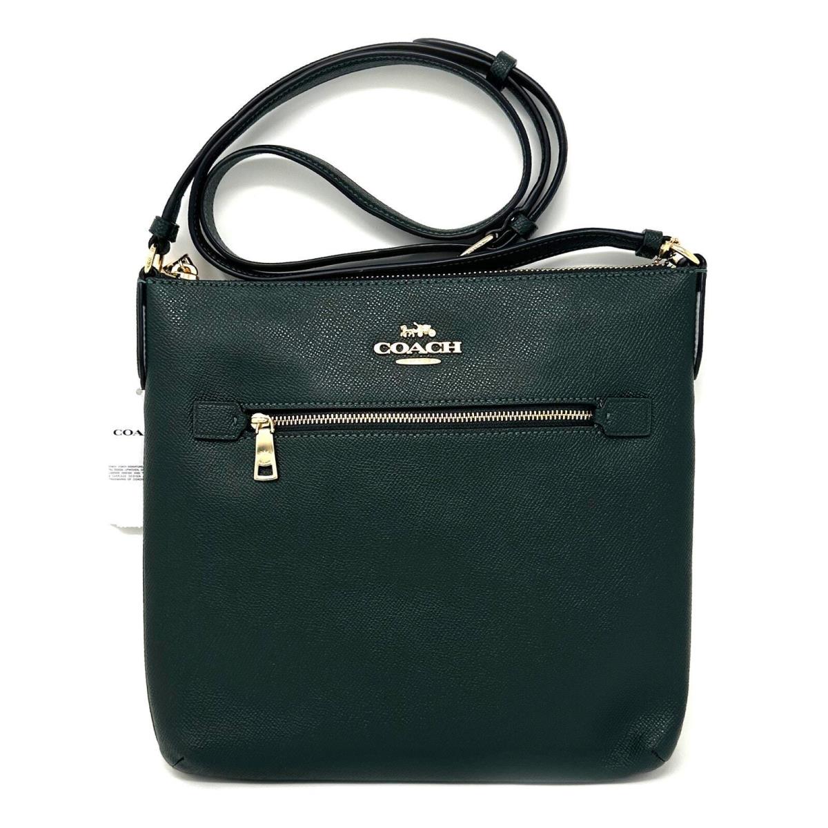 Coach Rowan File Bag Crossbody Purse Green Leather C1556