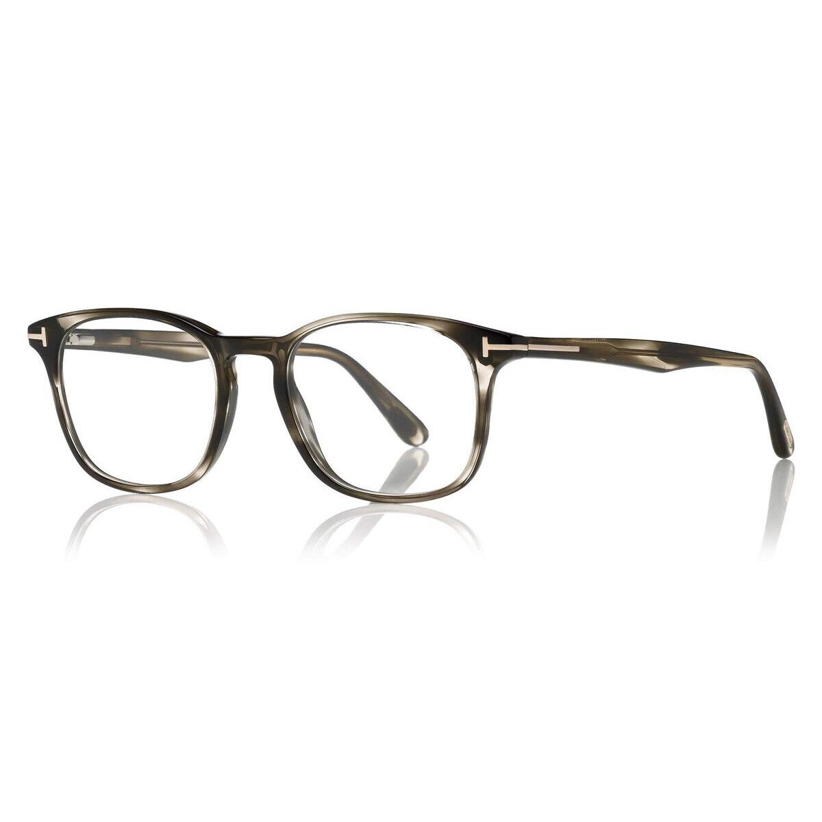 Tom Ford FT5505 Eyeglasses Shiny Striped Black Gray Rose Gold T Logo 52mm