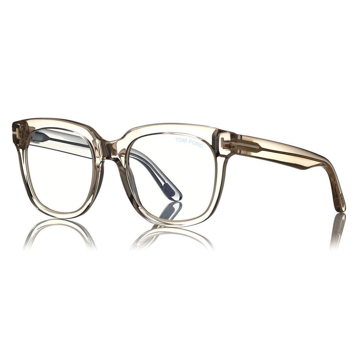 Tom Ford FT5537-B Eyeglasses Shiny Transparent Light Pink Blue 52mm