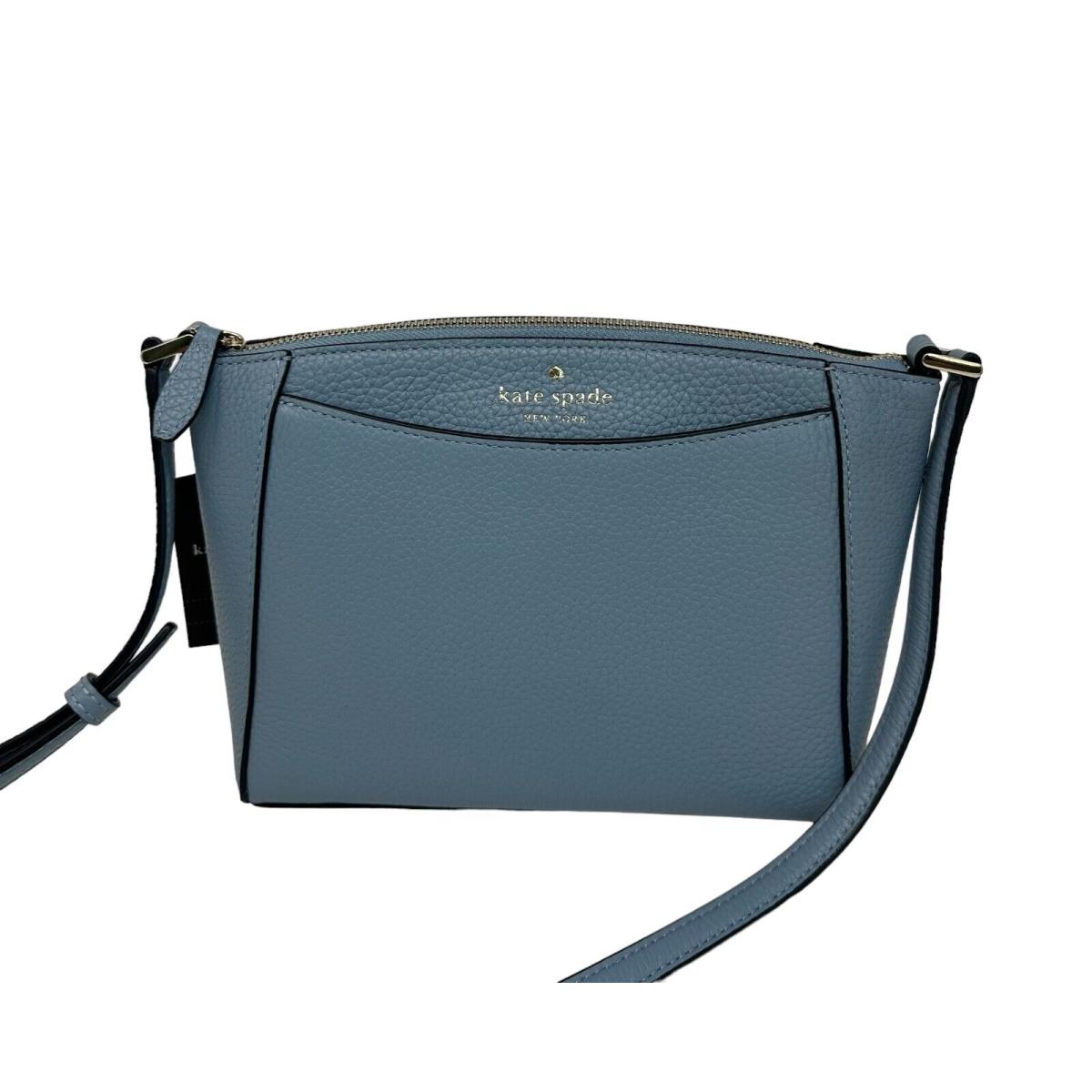 Kate Spade Monica Pebbled Leather Crossbody Bag Purse Polished Blue WKR00258