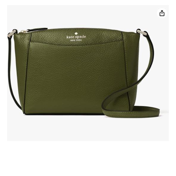 Kate Spade Monica Pebbled Leather Crossbody Bag Purse Enchanted Green WKR00258 - Handle/Strap: Green, Exterior: Green