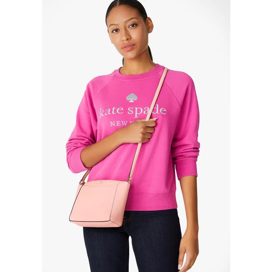 Kate Spade Monica Pebbled Leather Crossbody Purse Tea Rose WKR00258 - Hardware: Gold, Exterior: Tea Rose