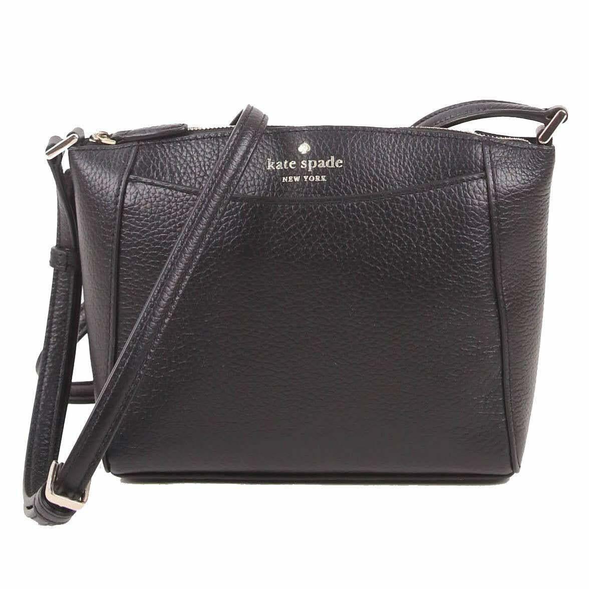 Kate Spade Monica Crossbody Black Pebbled Leather WKR00258 Gift Bag FS