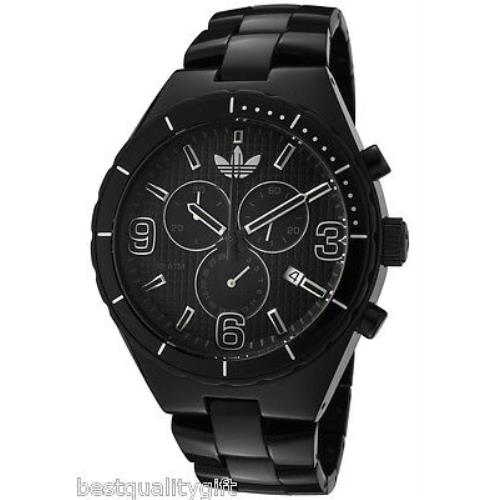 Adidas Cambridge Brushed Black Aluminum Band Chronograph Watch+date ADH2576