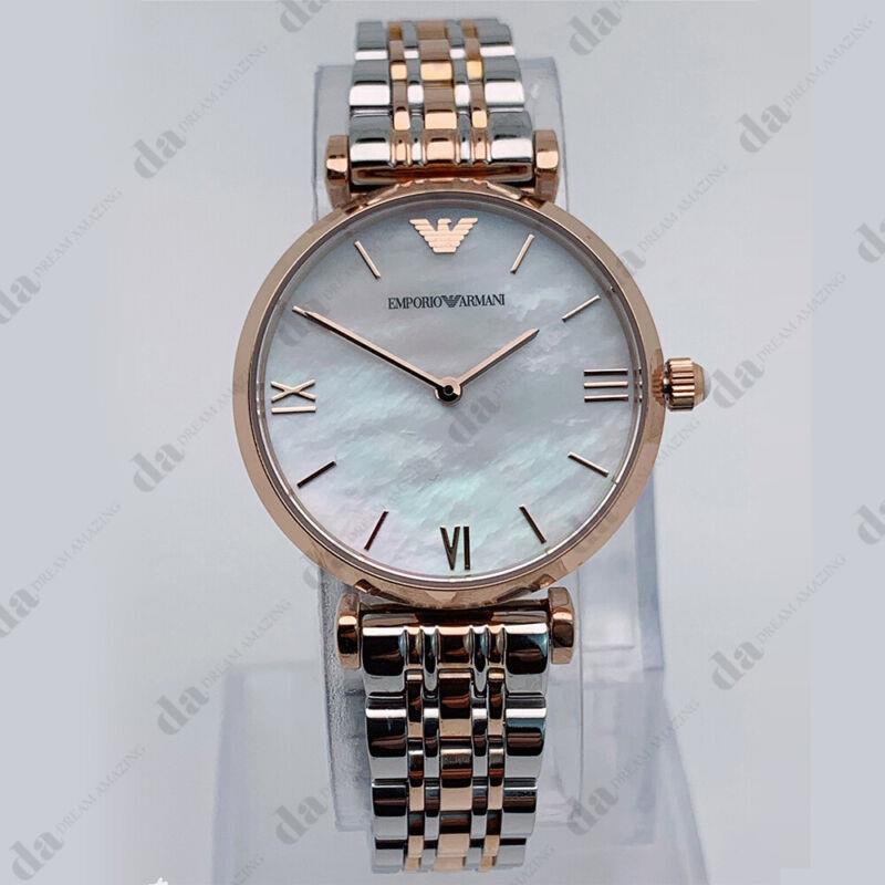 Emporio Armani AR1683 Two-tone Stainless Steel Bracelet Quartz Women`s Watch - Dial: , Band: , Bezel: Rose Gold