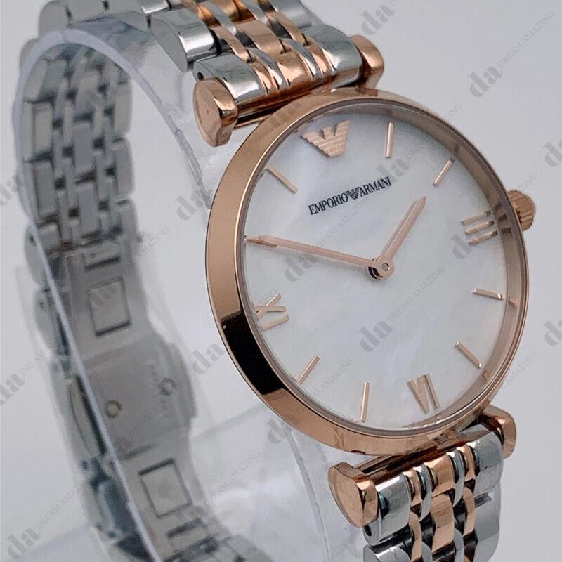 Emporio Armani watch  - Mother of Pearl Dial, Two Tone Band, Rose Gold Bezel