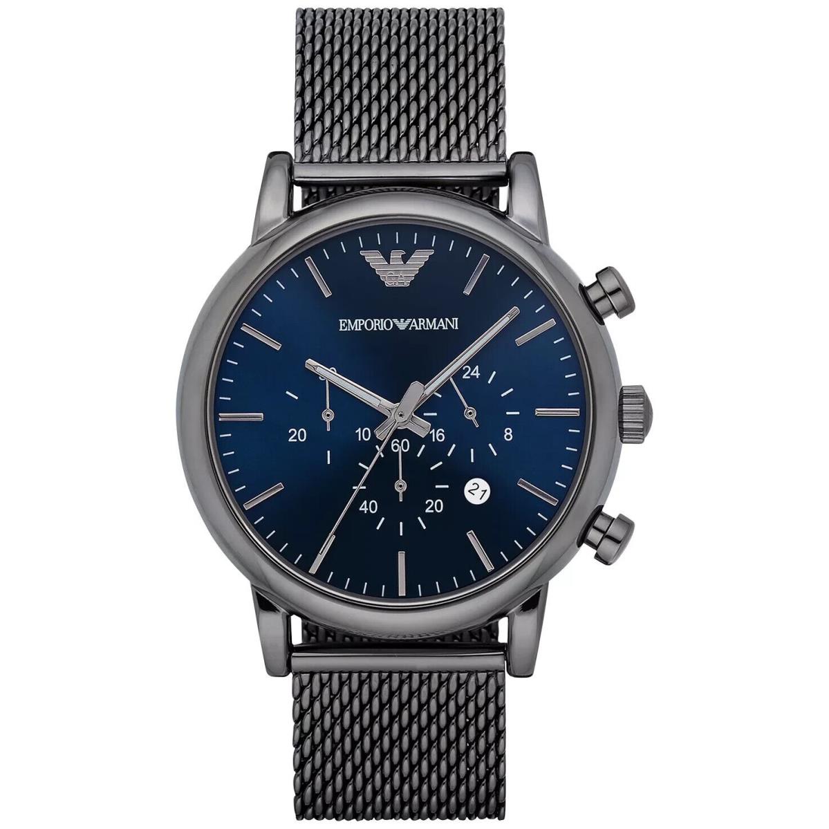 Emporio Armani Men`s Watch AR1979 Dark Blue Dial Gunmetal Stainless Steel Quartz