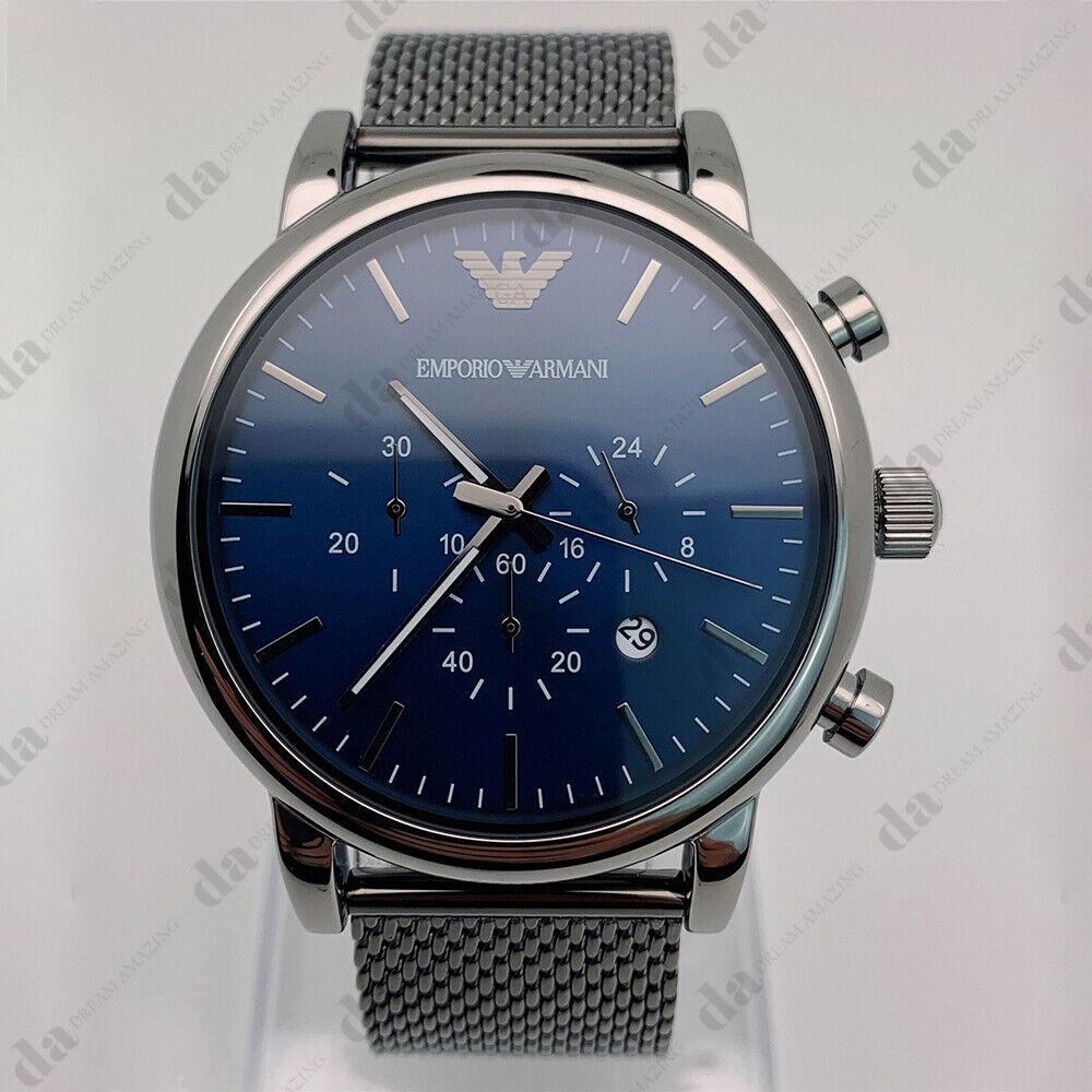 Emporio Armani AR1979 46mm Case Sport Chronograph Grey Mesh Band Men`s Watch