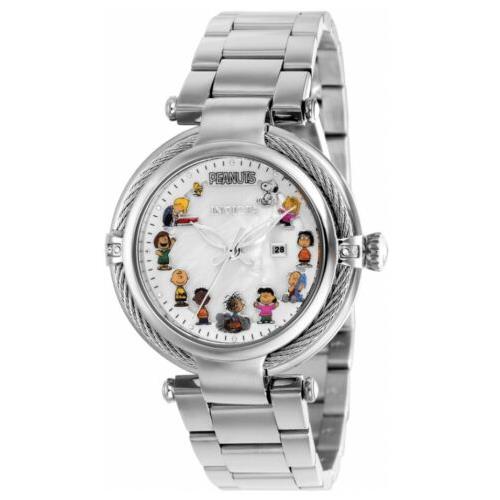 Invicta Character Collection Snoopy Women`s 40mm Limited Edition Mop Watch 38311 - Multicolor Dial, Silver Band, Silver Bezel