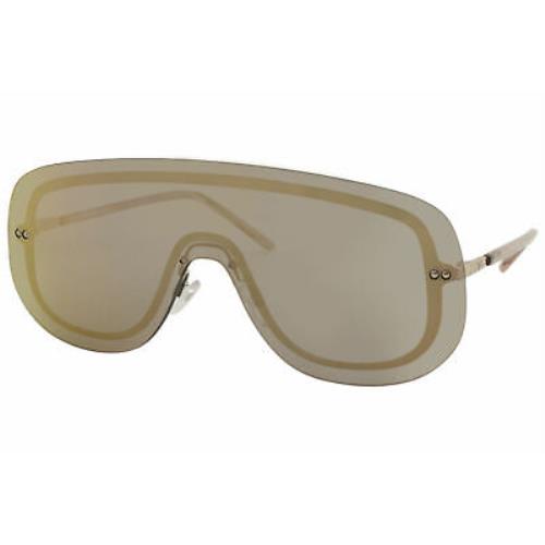 Emporio Armani Women`s EA2091 EA/2091 3167/7J Pale Gold Shield Sunglasses 42mm