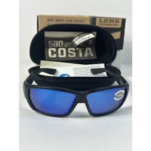 Costa Tuna Alley Blackout Blue Mirrored Men`s Sunglasses TA 01 Obmglp