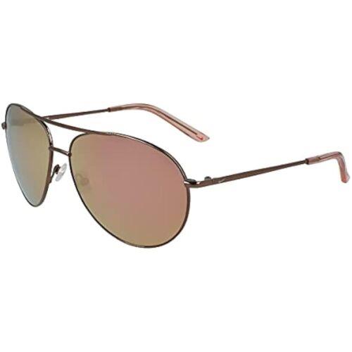 Nike Walnut Chance Aviator Sunglasses with Rose Gold Mirrored Lenses