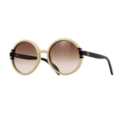 Gucci GG1067S 003 Ivory Black/brown Gradient Round Women`s Sunglasses