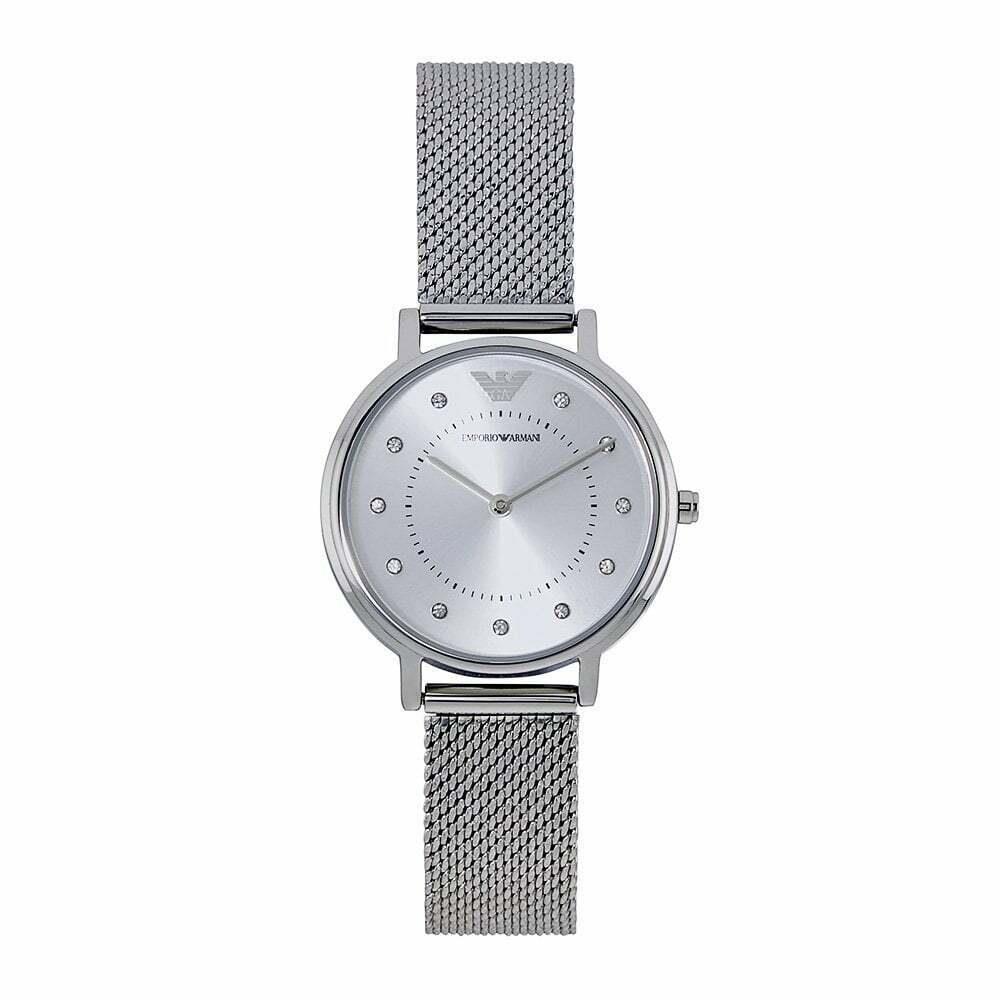 Emporio Armani Silver Tone Mesh Bracelet Analog Women`s Watch AR11128