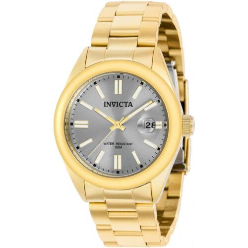 Invicta Women`s Watch Pro Diver Date Grey Dial Yellow Gold Steel Bracelet 38481 - Grey Dial, Yellow Band