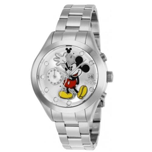 Invicta Disney Limited Edition Womens 40mm Silver Mickey Chronograph Watch 27398 - Multicolor Dial, Silver Band, Silver Bezel