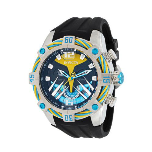 Invicta Marvel X-men Wolverine Men`s 52mm Limited Bolt Chronograph Watch 37377 - Black Dial, Black Band, Blue Bezel