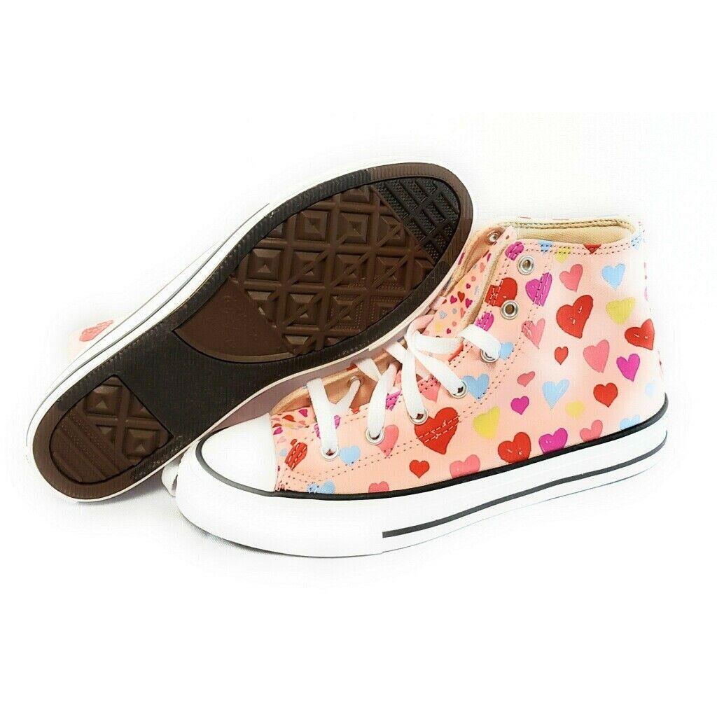 Youth Girls Converse All Star Chuck Taylor 671608F Pink Hearts Sneakers Shoes