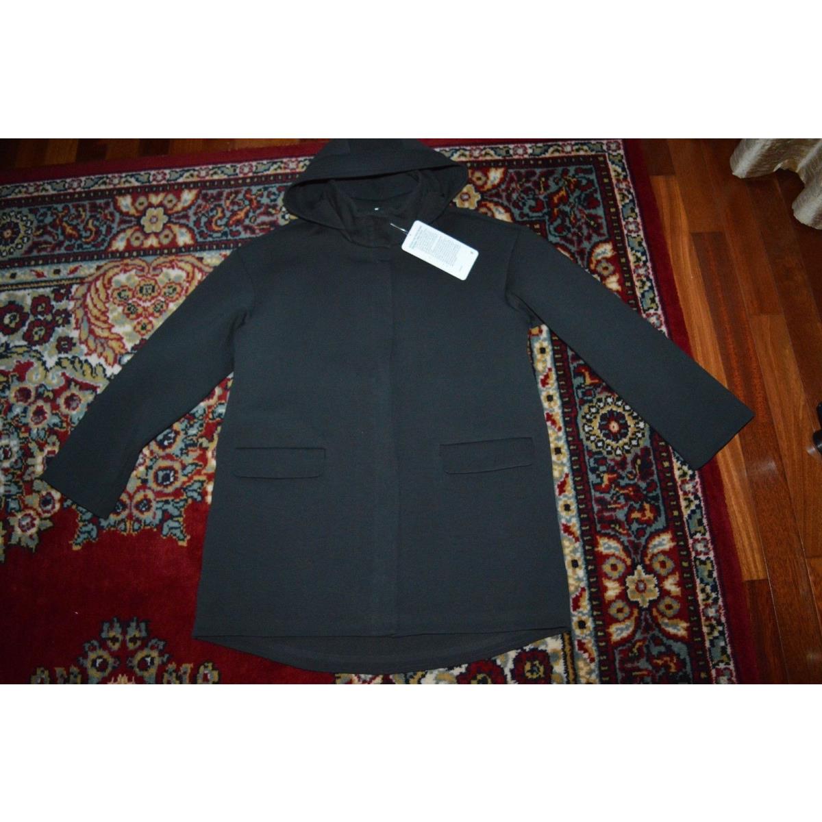 Lululemon Form Coat Full Front Zip Hooded Heather Grey/black Jersey 10/L Black