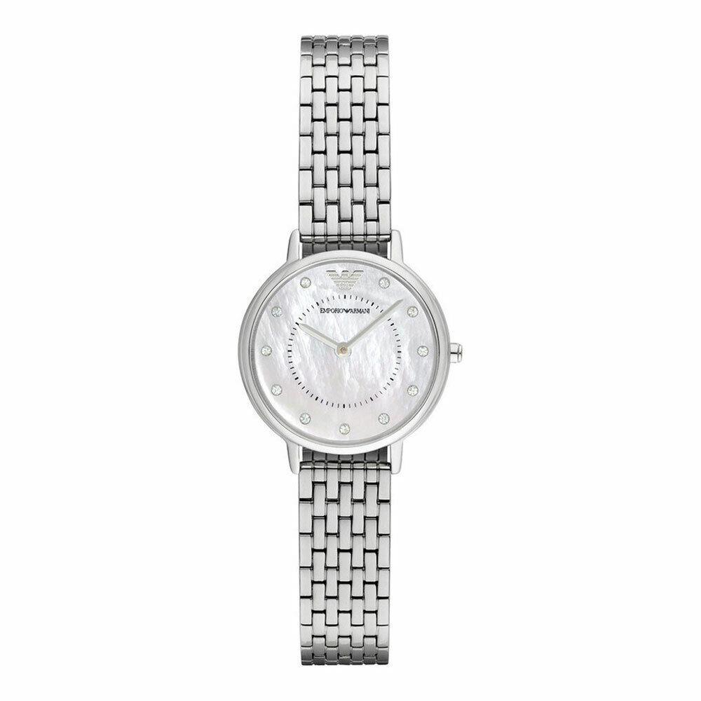 Emporio Armani Women`s AR2511 Mother of Peal Dial Analog Quartz Silver Watch - Mother of Pearl Dial, Silver Band