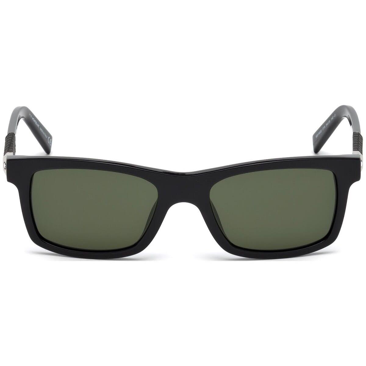 Montblanc Sunglasses MB 646S 01N Shiny Black / Green 54mm MB646S NO Case