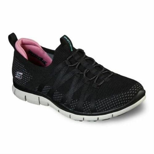 Skechers Women`s Gratis Chic Newness Sneaker Shoes in Black Black Size 6.5