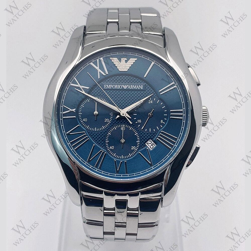 Emporio Armani AR1787 Silver Stainless Steel Navy Blue Dial Men`s Watch