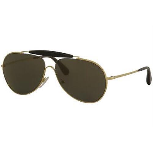 Prada Men`s SPR56S SPR/56/S 5AK-4L0 Gold Pilot Sunglasses 59mm - Gold Frame, Gray Lens