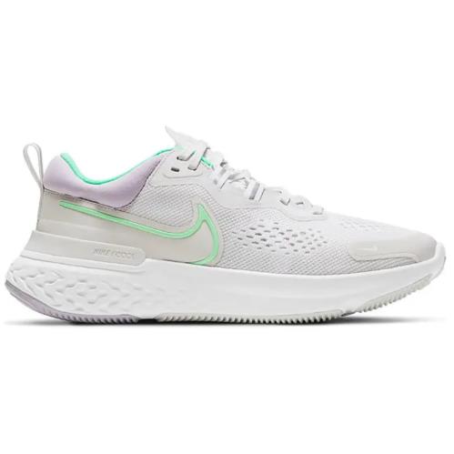 Nike Women`s React Miler 2 Running Shoes Platinum Tint / Green Glow / White - White