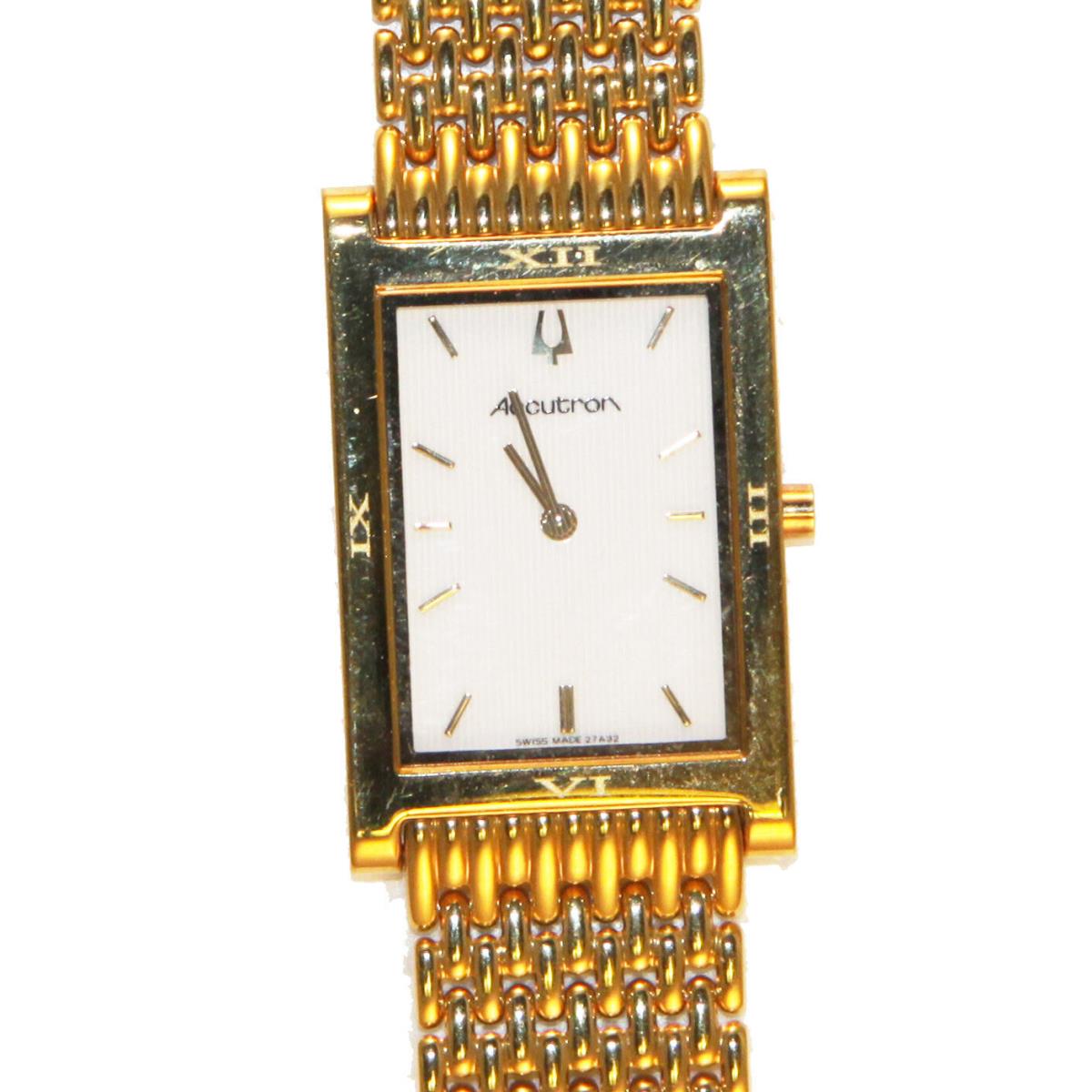 Bulova 27A32 Accutron Vintage Swiss Made Rectangle S/sgold Color Cse Mesh Band