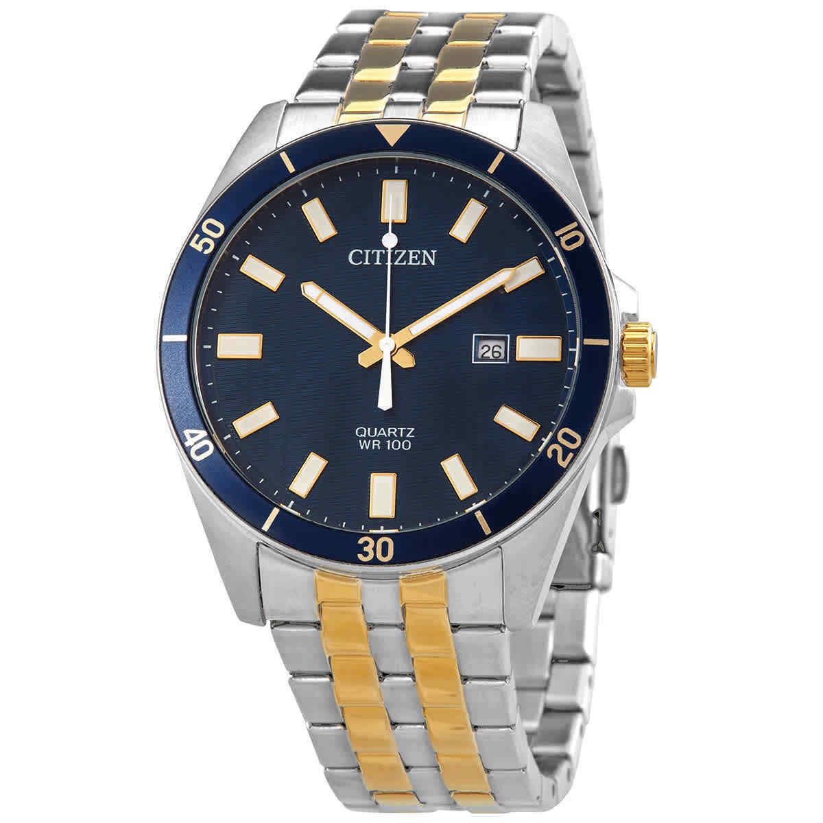 Citizen Quartz Blue Dial Two-tone Men`s Watch BI5054-53L - Dial: Blue, Band: Multicolor, Bezel: Blue